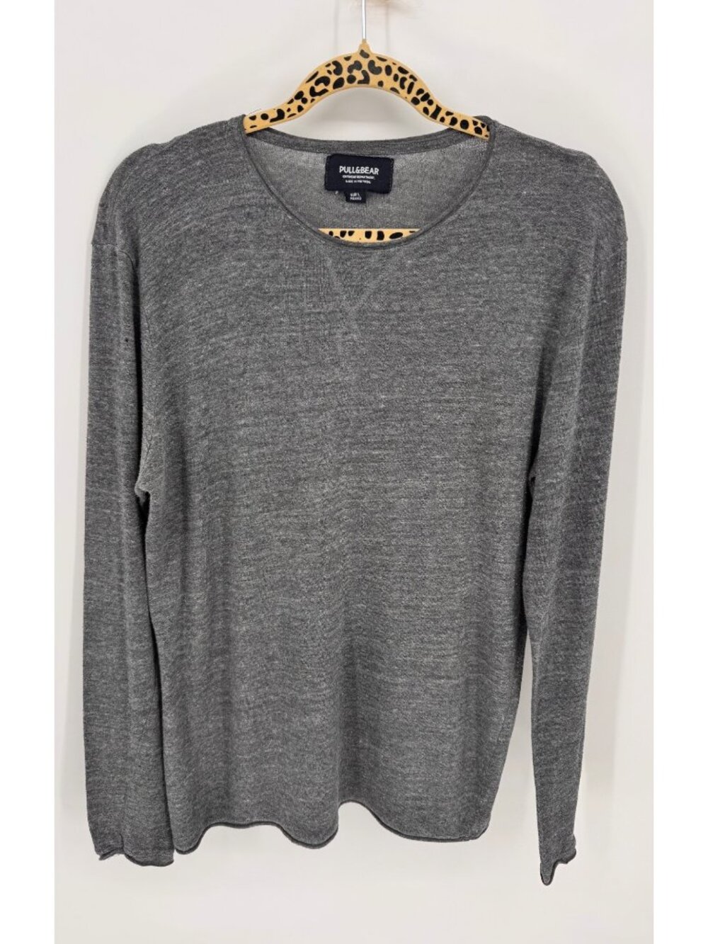 Pull&Bear Knitwear Gray Long-Sleeve Shirt Lightweight Sweater Size Large